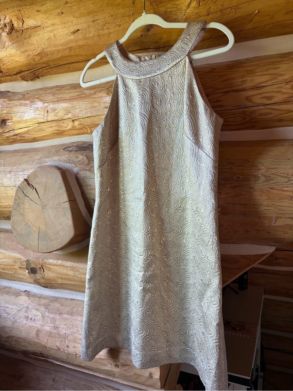 Vintage Gold Jacquard Dress
